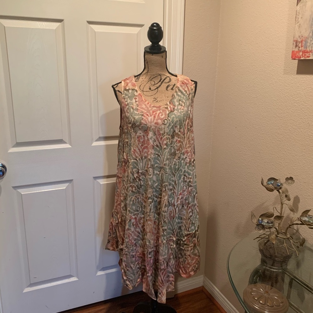 Plus size multi print umbrella dress.